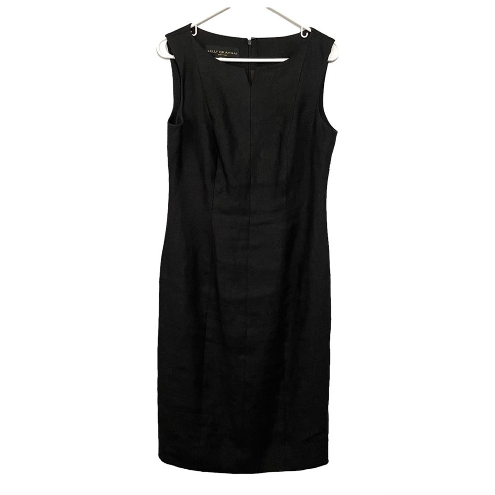 Kelly Graham Black Sleeveless Linen Sheath Dress 6